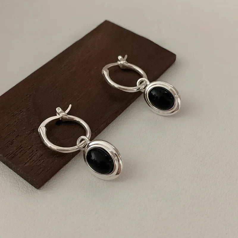Black Ball Earrings