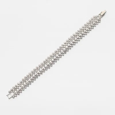Fashion Crystal Bracelet for Women Wedding Bangle Hand Jewelry Multi-Layer Bridal Rhinestone Bracelet