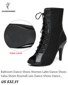 Latin Dance Shoes Women Dancing Shoes Ballroom Black Boots Ladies Waltz Shoes Wedding Shoes Girls Fashion Design 2024