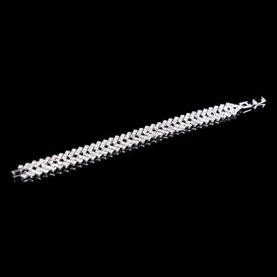 Fashion Crystal Bracelet for Women Wedding Bangle Hand Jewelry Multi-Layer Bridal Rhinestone Bracelet