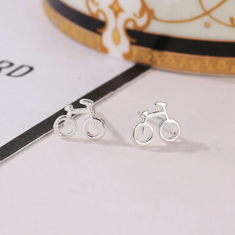 bicycle earrings silver