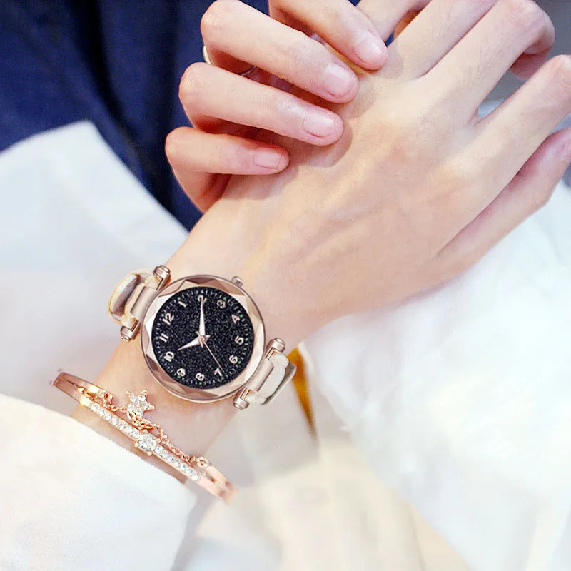 Fashion Women Watches Best Sell Star Sky Dial Clock Luxury Women's Bracelet Ladies watch Quartz Wristwatches Relogios Feminino
