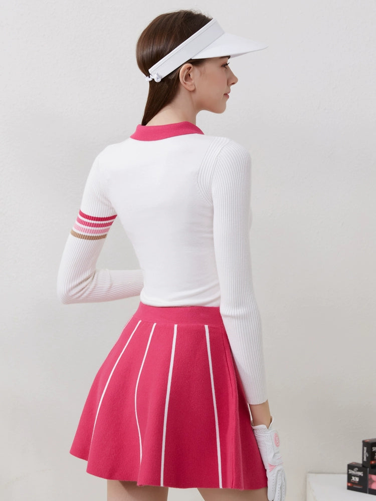 Autumn Women's Golf Tops Women's Suit Knitted Sweater Skirt Gym Clothes Skirt Comfortable Slim Looking Clothes