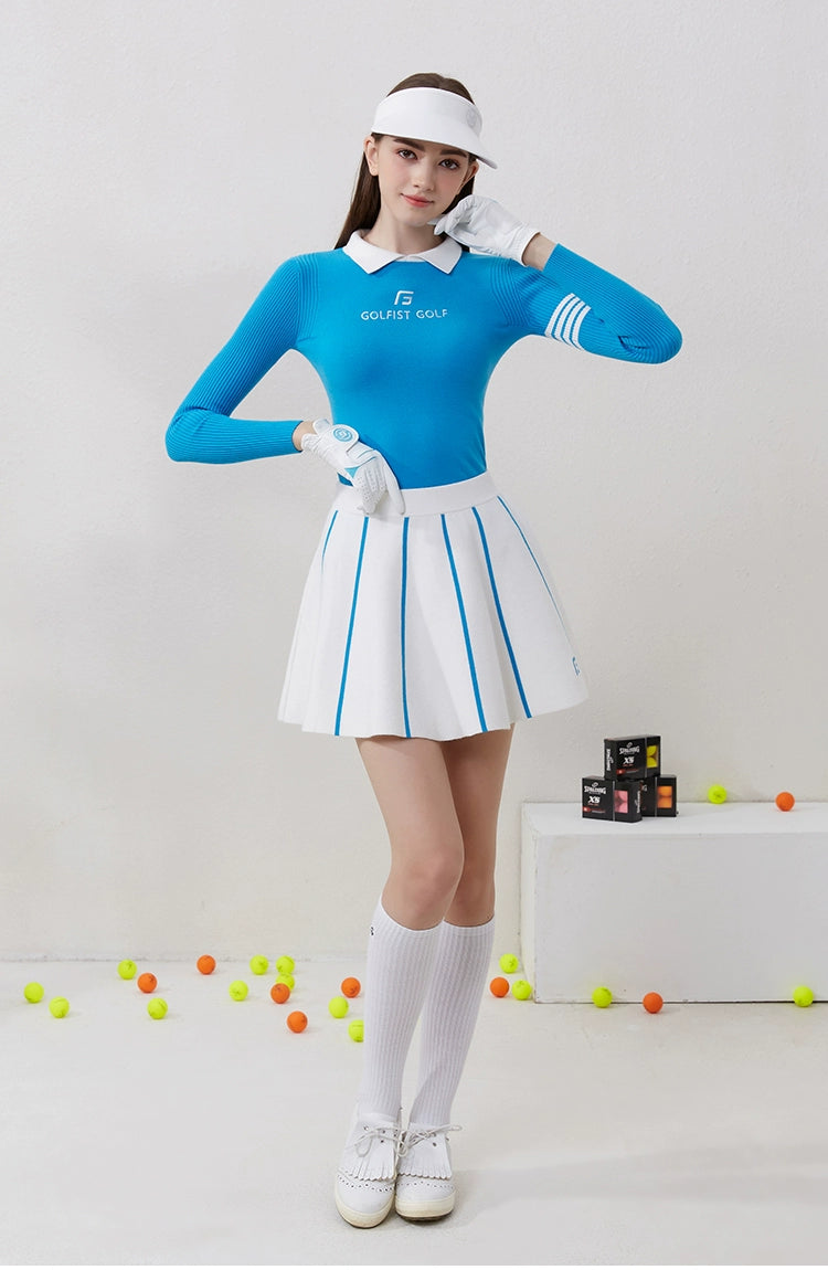 Autumn Women's Golf Tops Women's Suit Knitted Sweater Skirt Gym Clothes Skirt Comfortable Slim Looking Clothes