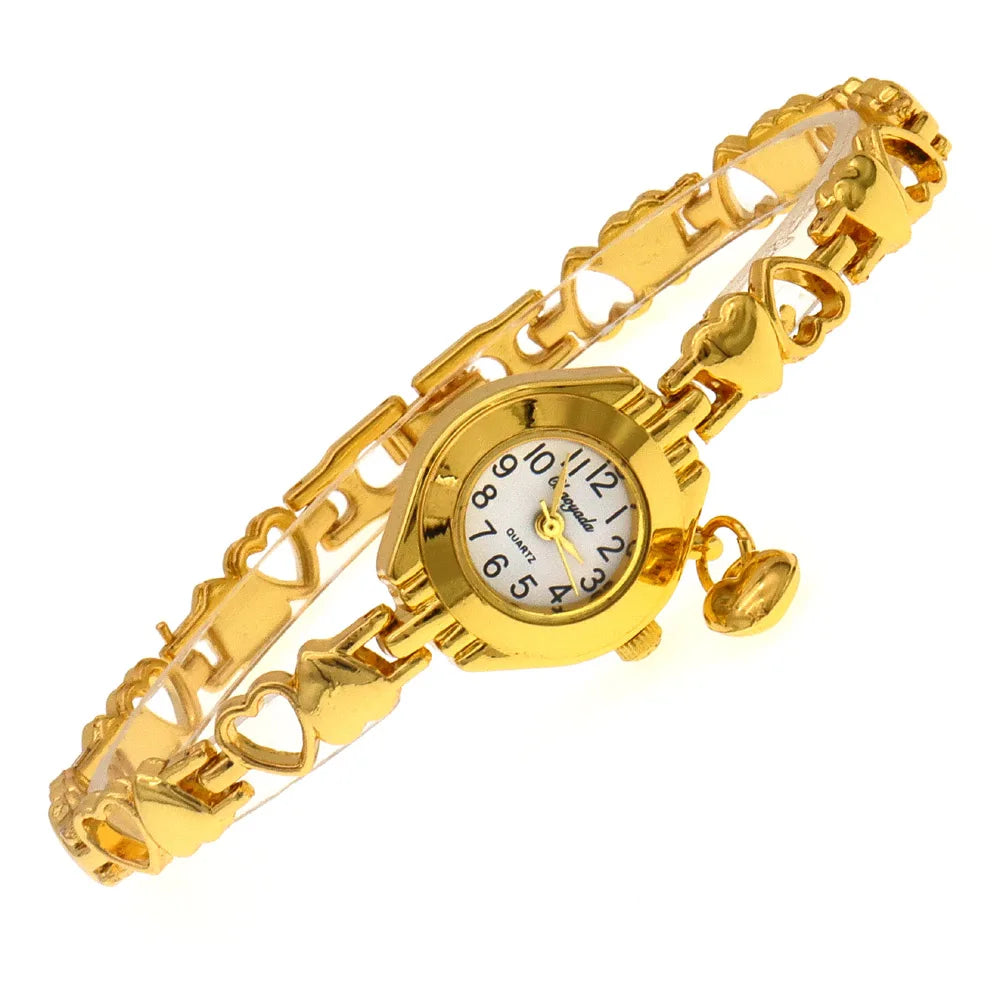 Cute Women's Fashion Small Dial Quartz Bracelet Wrist Watch Wholesale New Arrival with heart pendant Ladies Watch