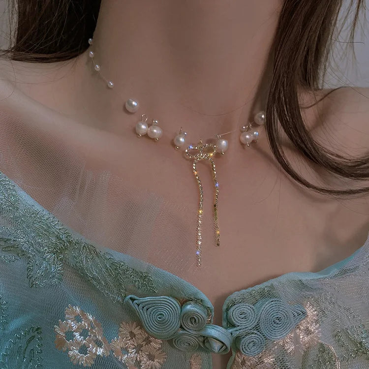Temperament Pearl Tassel NecklaceTrendy Girl Gifts