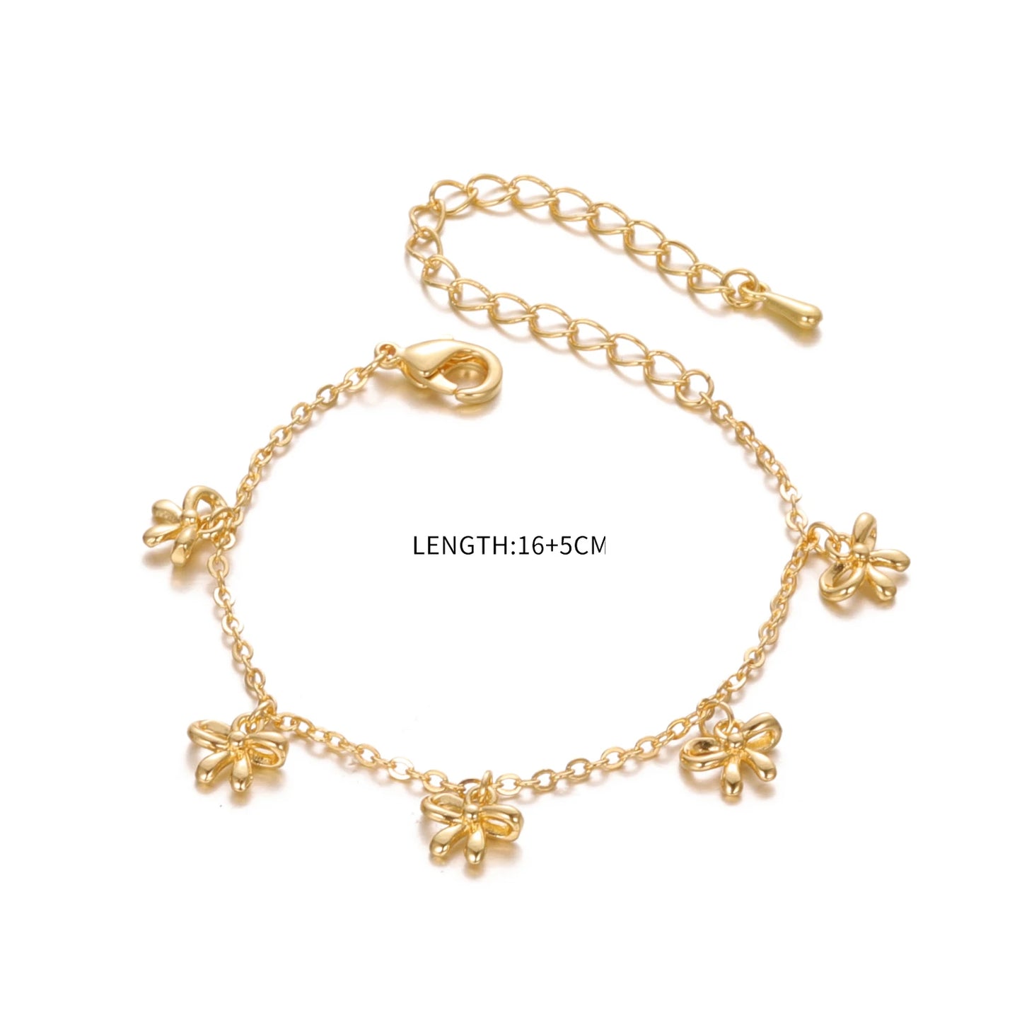 Bracelets Five Bows Charms For Girls Kids Gifts Best Friend Romantic Small And Chic Sweetness Lovely Fashion Child All-Match