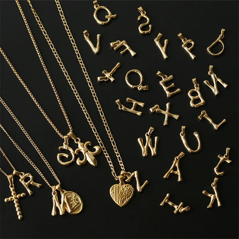 Initial Charm Necklace - Alphabet Pendant Initial Charm A-Z, 26 English Letter