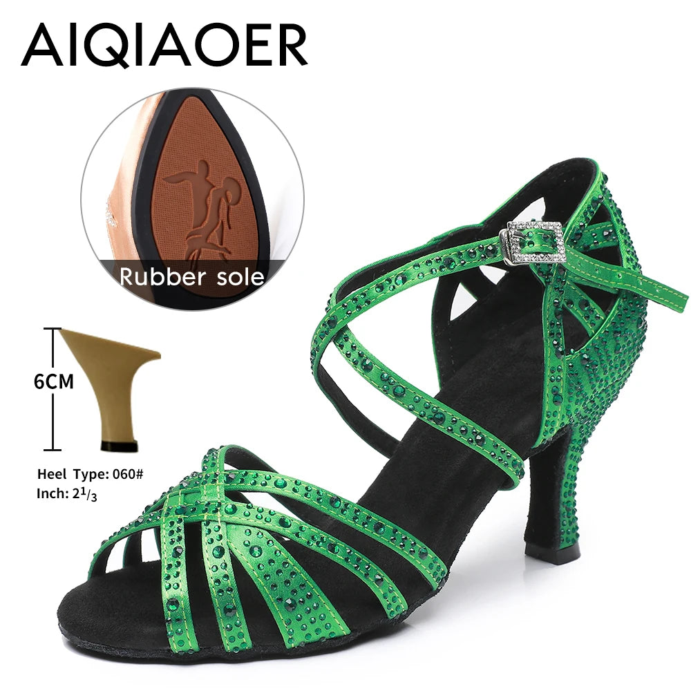 Woman Latin Dance Shoes for Women Women's Heel Sandals Drill Red Heels Elegant Heeled Summer 2024 Standard Ballroom Latino New