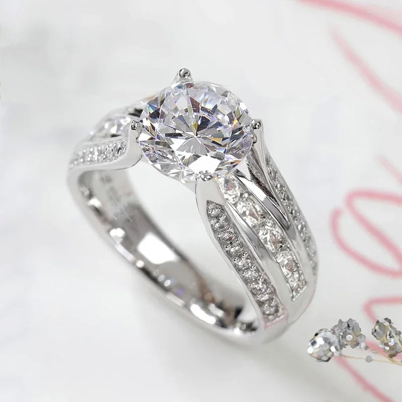 Wedding Rings for Women Luxury Trendy Silver Color Engagement Rings Modern Fashion Design Female Jewelry Wholesale