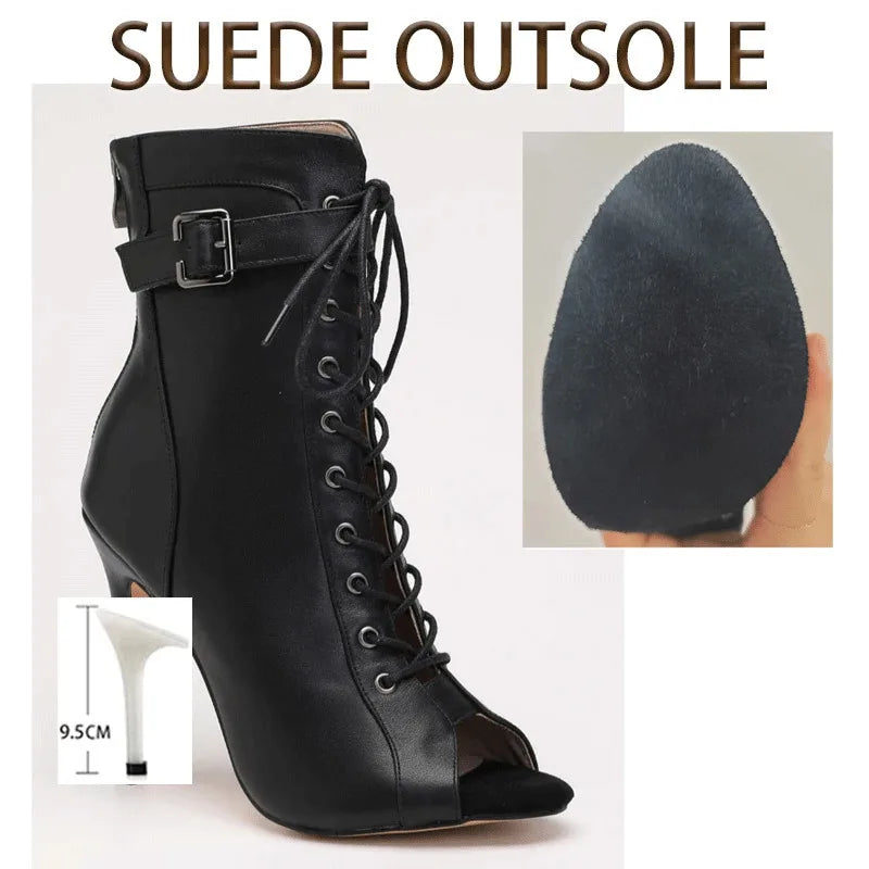 2024 Trend Female Shoes Ballroom Suede Sole Customizable Latin Dancing Outdoor Sexy Stilettos Booties Plus Size