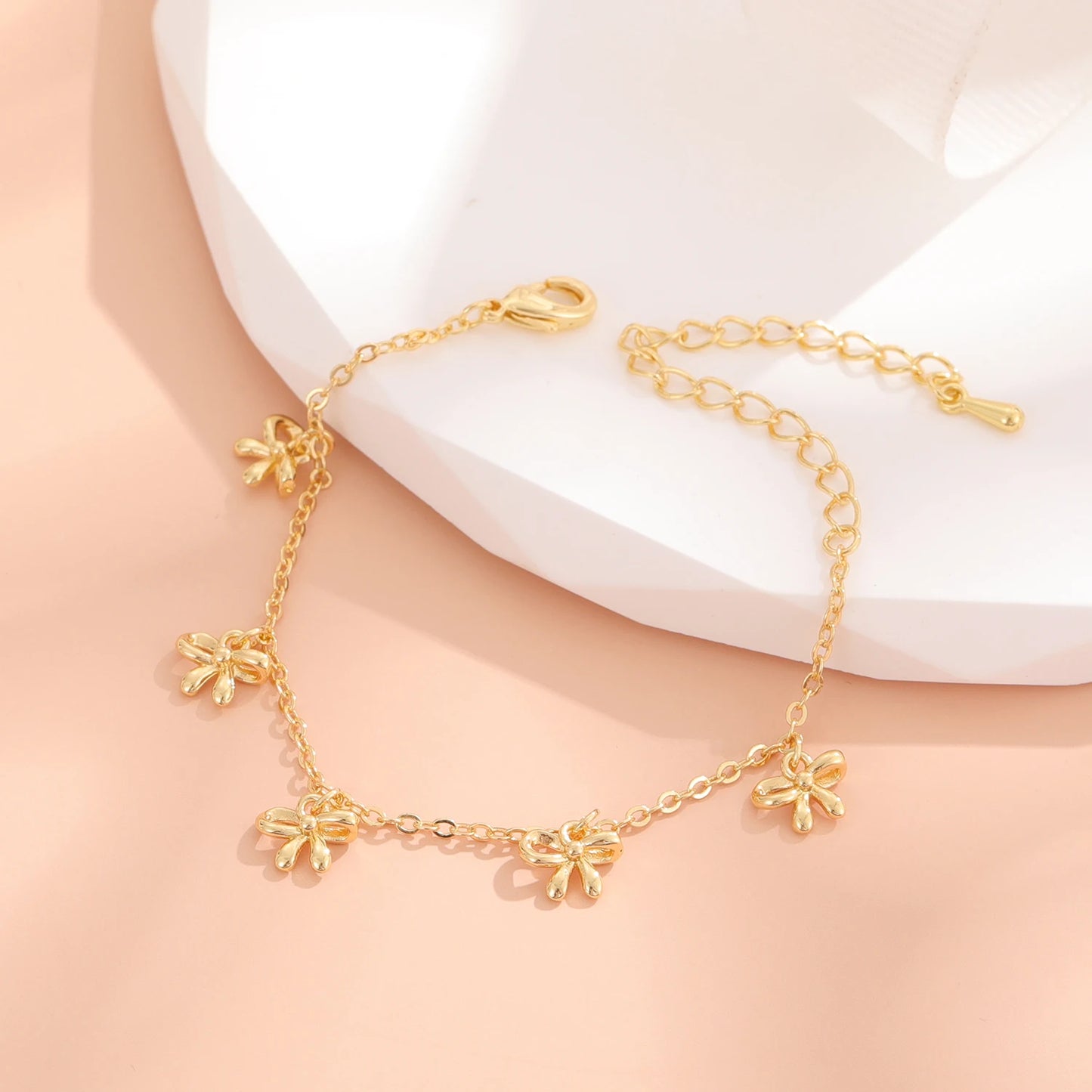 Bracelets Five Bows Charms For Girls Kids Gifts Best Friend Romantic Small And Chic Sweetness Lovely Fashion Child All-Match