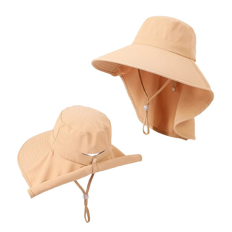 Summer Women Bucket Hat With Shawl Lightweight Breathable Face Neck Protection Sun Hat Beach Cap Design Travel