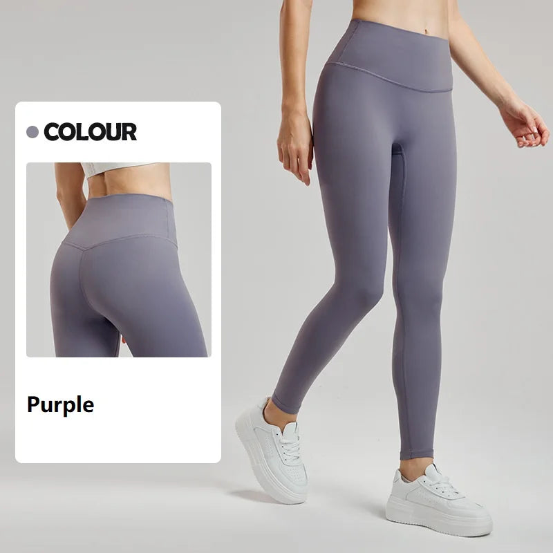 Women's Yoga Pants Thin Velvet Seam Thickened Sports Leggings Fitness Pants Gray Brown Black Khaki Purple