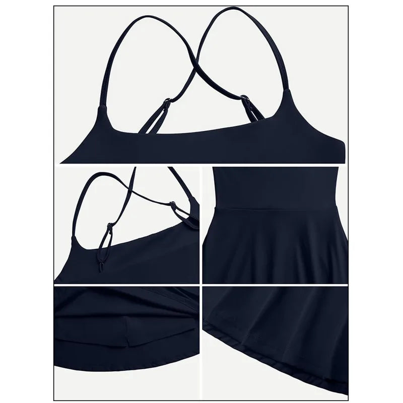 WPNAKS Women Dress Summer Clothes Sleeveless Mini Tennis Dress with Shorts Athletic Golf Outfit Female Clothing