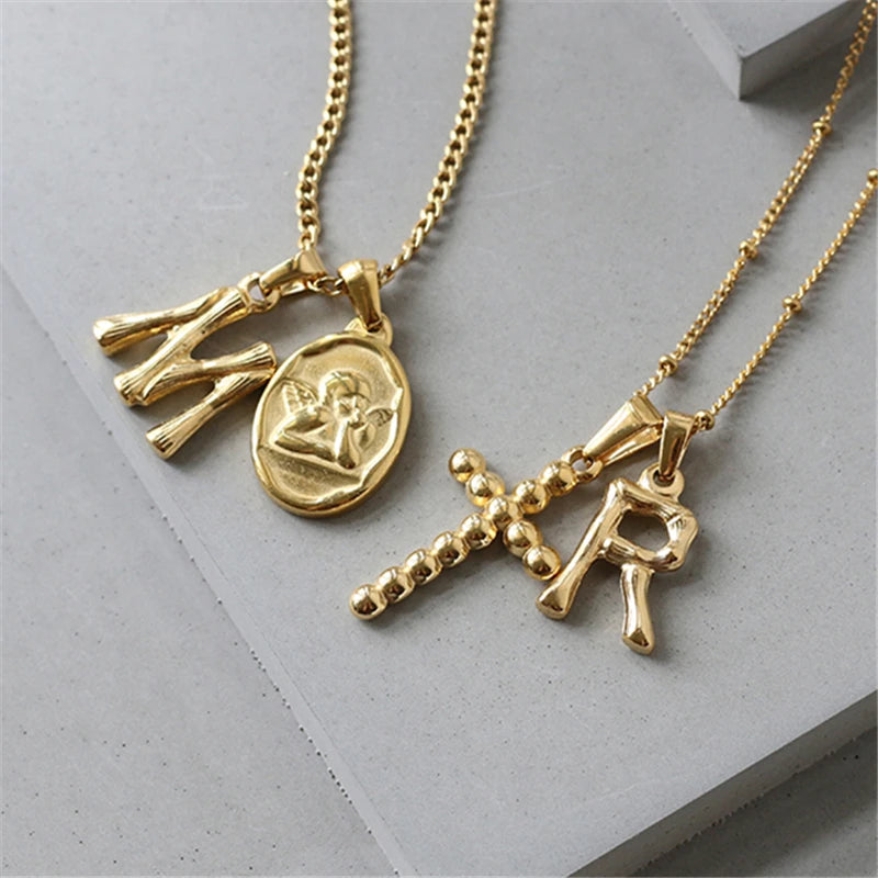 Initial Charm Necklace - Alphabet Pendant Initial Charm A-Z, 26 English Letter
