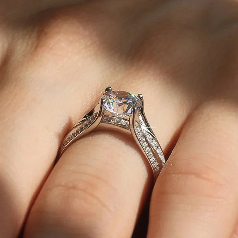 Wedding Rings for Women Luxury Trendy Silver Color Engagement Rings Modern Fashion Design Female Jewelry Wholesale
