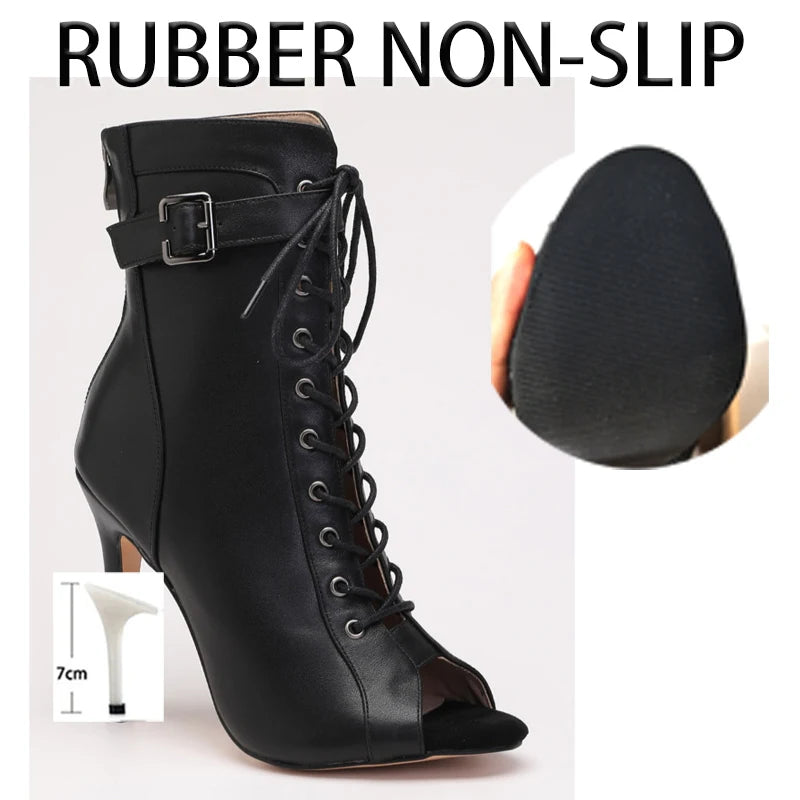 2024 Trend Female Shoes Ballroom Suede Sole Customizable Latin Dancing Outdoor Sexy Stilettos Booties Plus Size