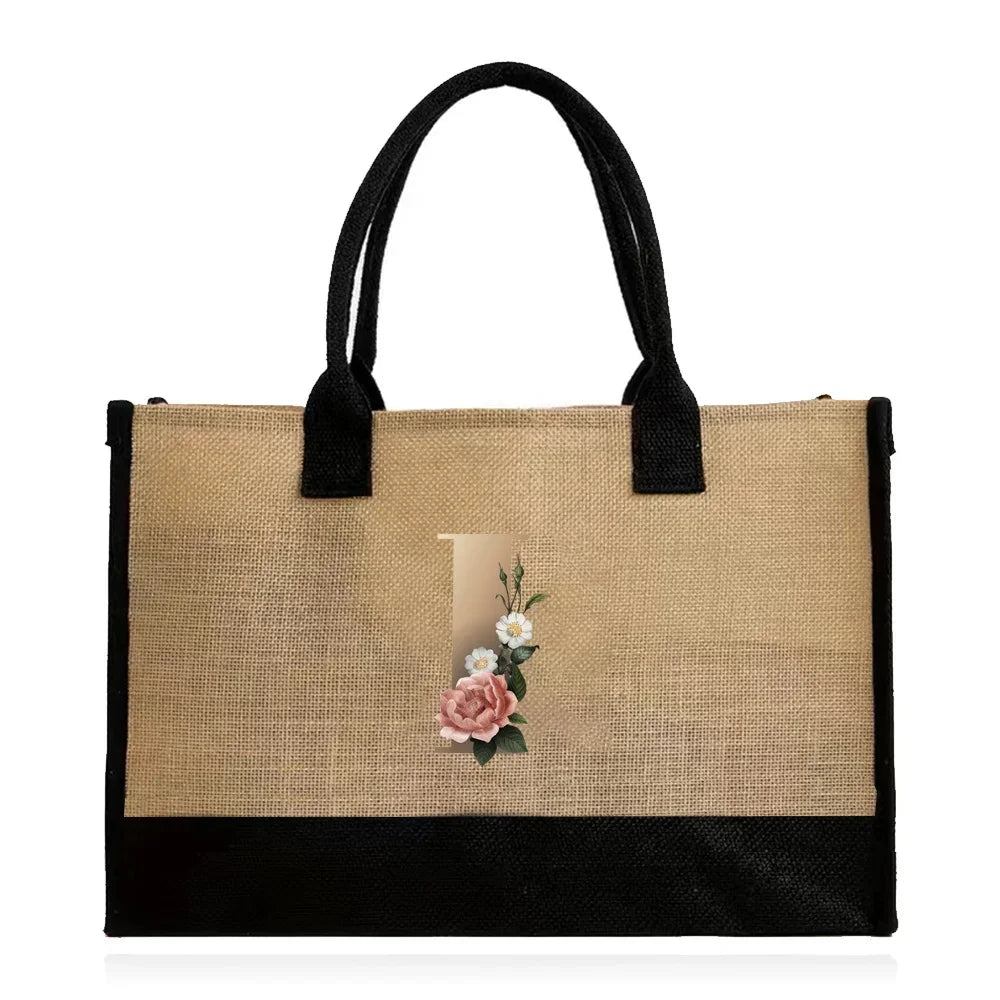 letter canvas tote bag