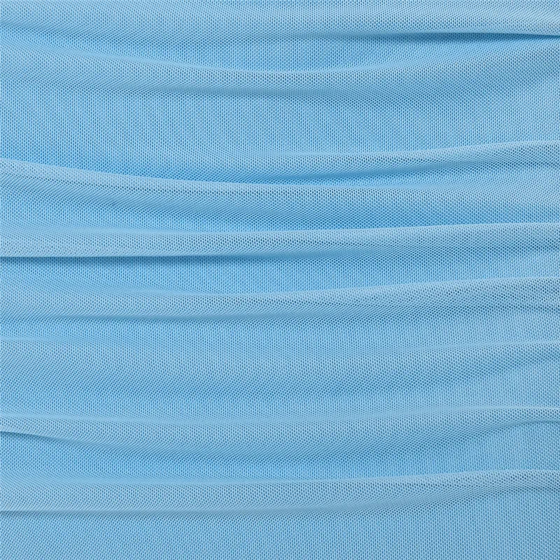 Articat Sexy Strapless Mesh Maxi Dress Women Blue Backless High Slit Ruched Dress Female Autumn 2022 Elegant Party Club Vestidos