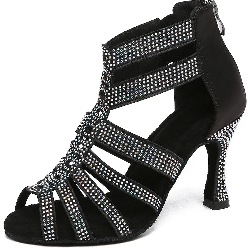 Latin Dance Shoes Women Dancing Shoes Ballroom Black Boots Ladies Waltz Shoes Wedding Shoes Girls Fashion Design 2024