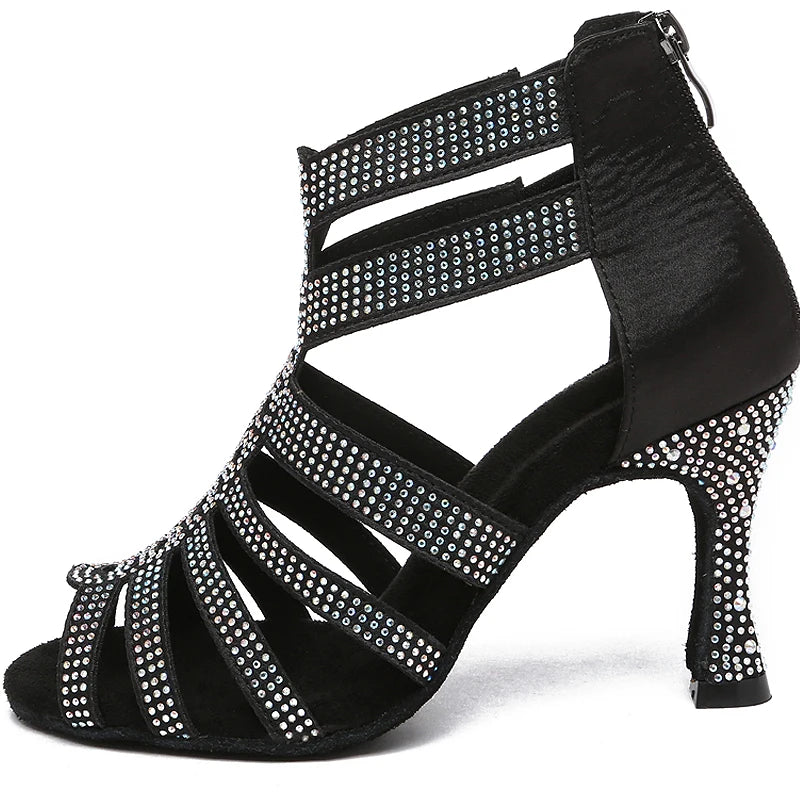 Latin Dance Shoes Women Dancing Shoes Ballroom Black Boots Ladies Waltz Shoes Wedding Shoes Girls Fashion Design 2024
