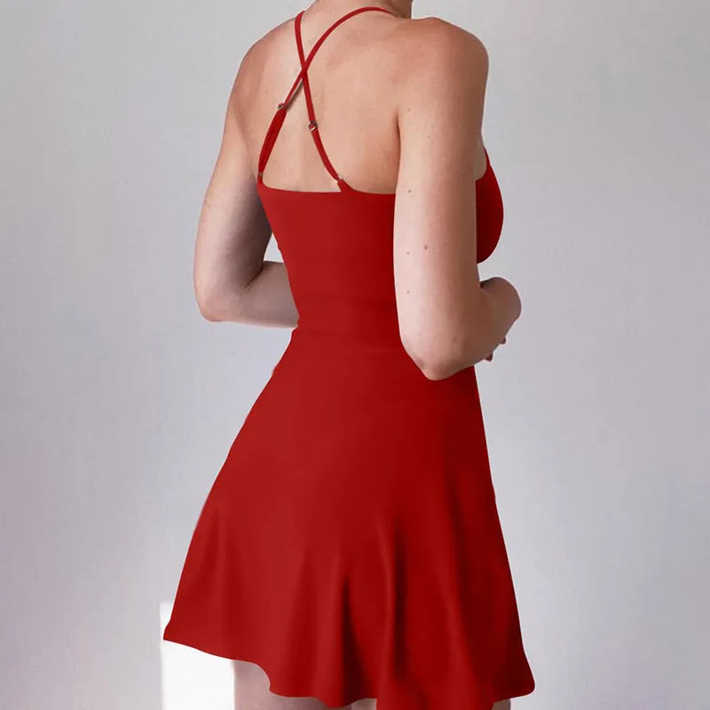 WPNAKS Women Dress Summer Clothes Sleeveless Mini Tennis Dress with Shorts Athletic Golf Outfit Female Clothing