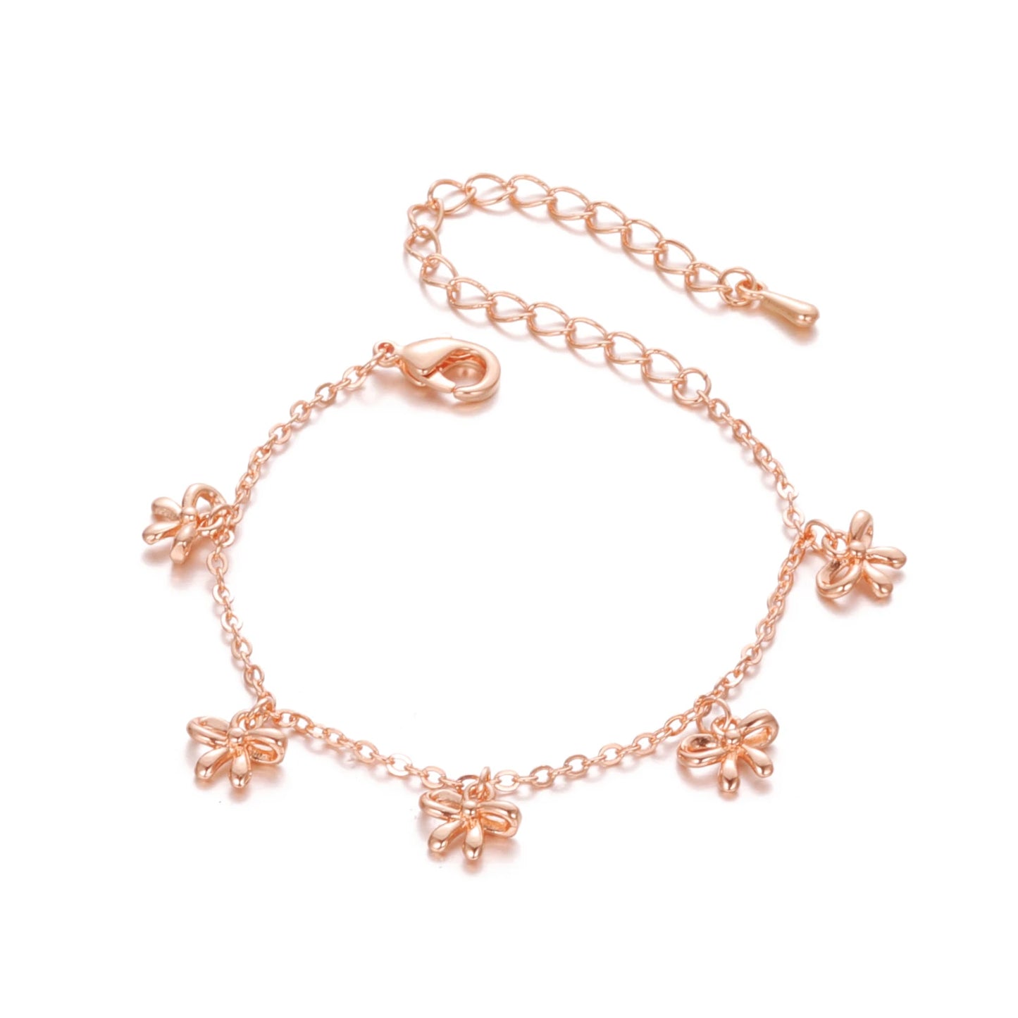 Bracelets Five Bows Charms For Girls Kids Gifts Best Friend Romantic Small And Chic Sweetness Lovely Fashion Child All-Match