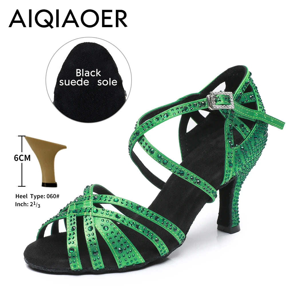 Woman Latin Dance Shoes for Women Women's Heel Sandals Drill Red Heels Elegant Heeled Summer 2024 Standard Ballroom Latino New