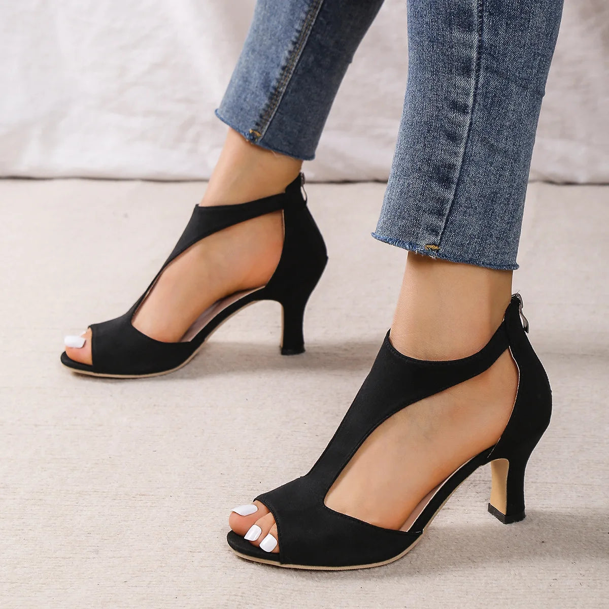 Women's Latin dance shoes high heels 6cm wedding party ballroom dance rubber sole sexy sandals 2024 large size side hollow