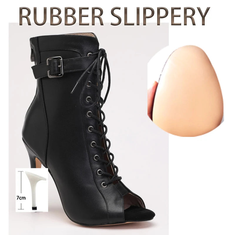 2024 Trend Female Shoes Ballroom Suede Sole Customizable Latin Dancing Outdoor Sexy Stilettos Booties Plus Size