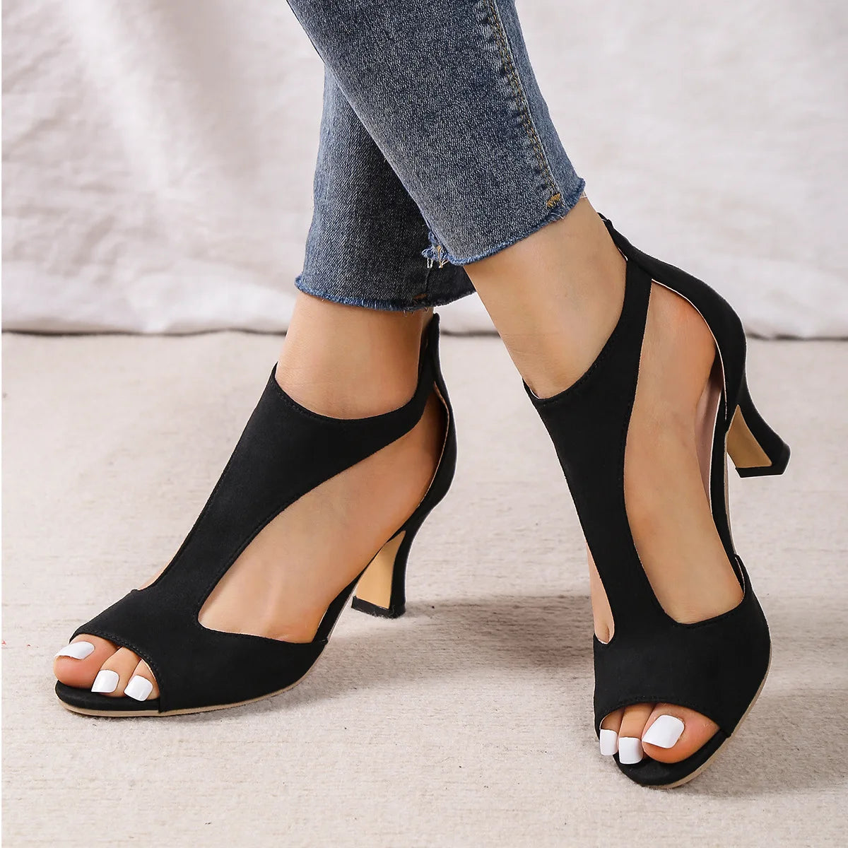Women's Latin dance shoes high heels 6cm wedding party ballroom dance rubber sole sexy sandals 2024 large size side hollow