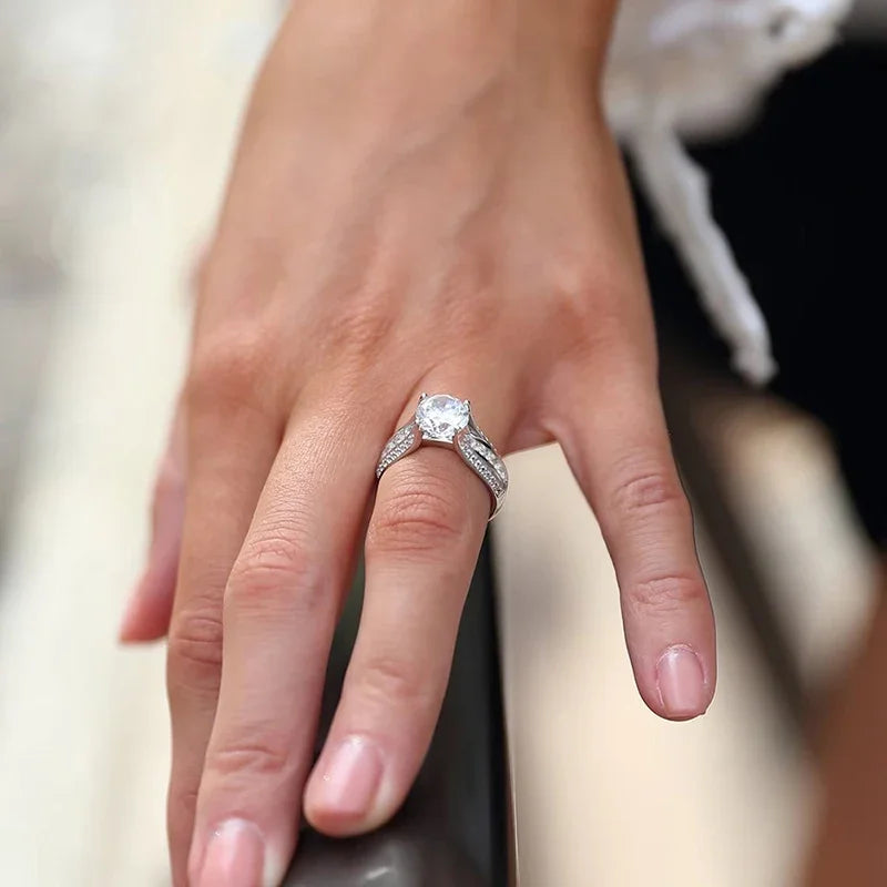 Wedding Rings for Women Luxury Trendy Silver Color Engagement Rings Modern Fashion Design Female Jewelry Wholesale