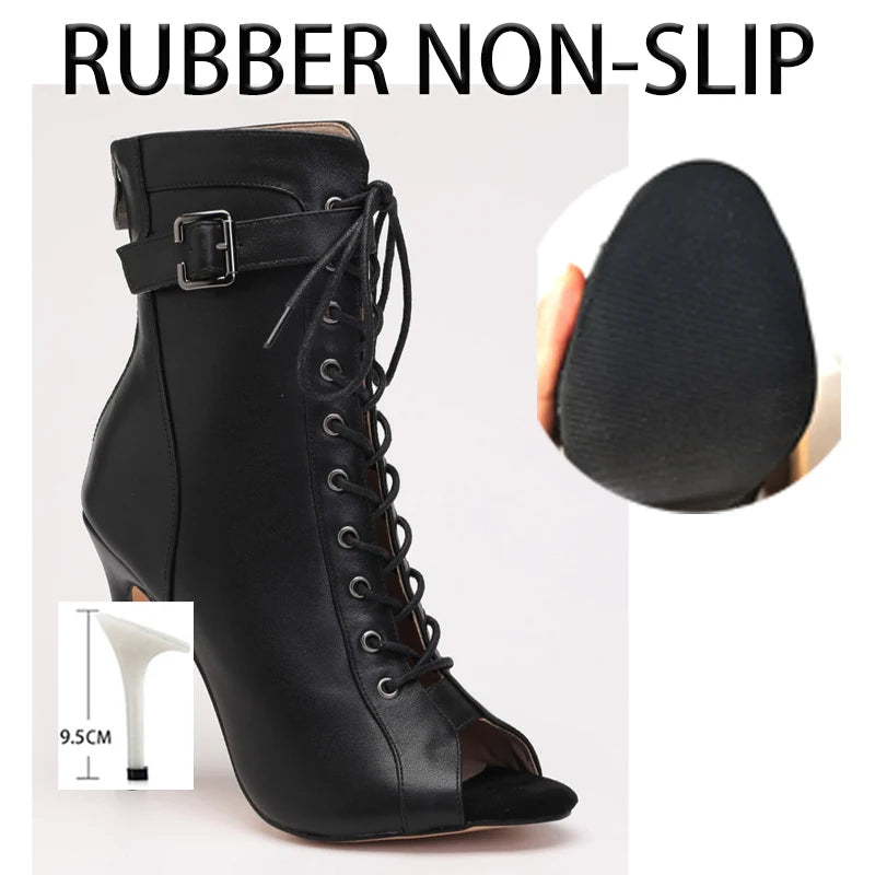 2024 Trend Female Shoes Ballroom Suede Sole Customizable Latin Dancing Outdoor Sexy Stilettos Booties Plus Size