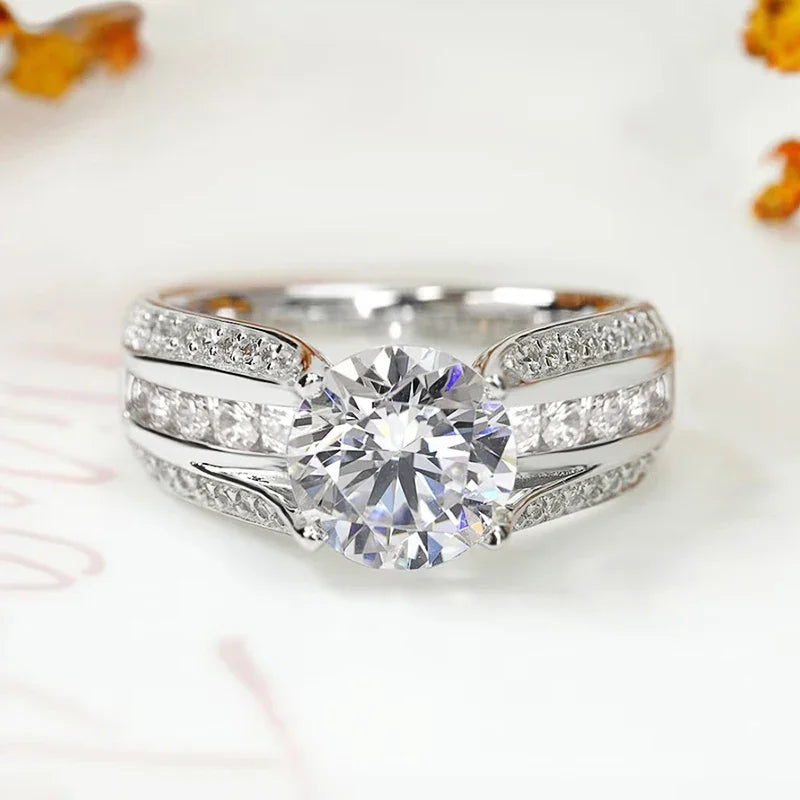 Wedding Rings for Women Luxury Trendy Silver Color Engagement Rings Modern Fashion Design Female Jewelry Wholesale