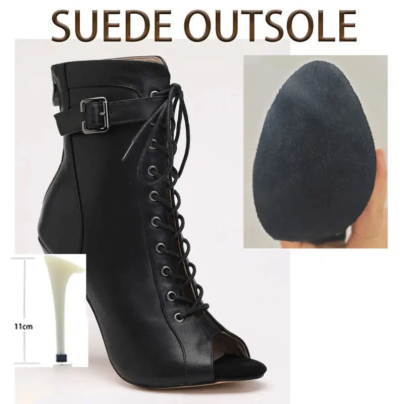 2024 Trend Female Shoes Ballroom Suede Sole Customizable Latin Dancing Outdoor Sexy Stilettos Booties Plus Size