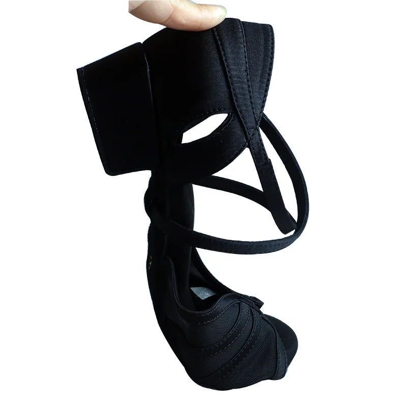 Wedopus Customized Black Ballroom Dance Shoes for Women 2024 Latin Dance Shoes Professional Ladies Low Heel