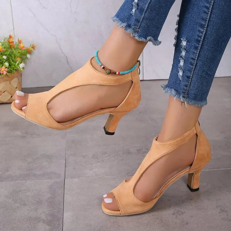 Women's Latin dance shoes high heels 6cm wedding party ballroom dance rubber sole sexy sandals 2024 large size side hollow