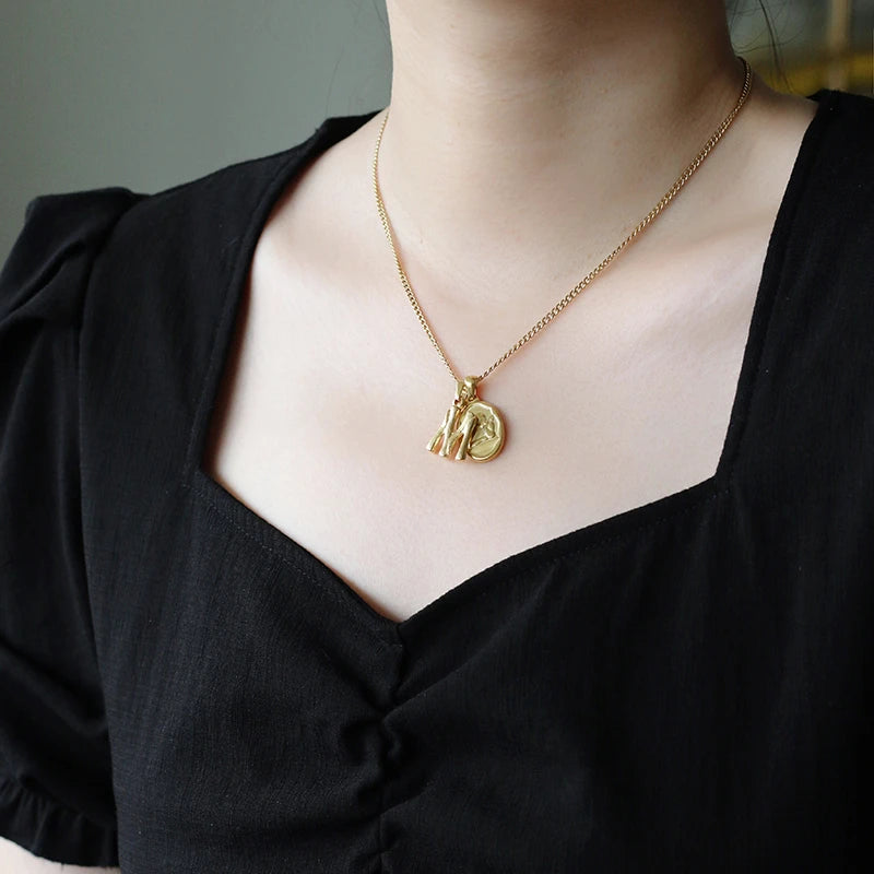 Initial Charm Necklace - Alphabet Pendant Initial Charm A-Z, 26 English Letter