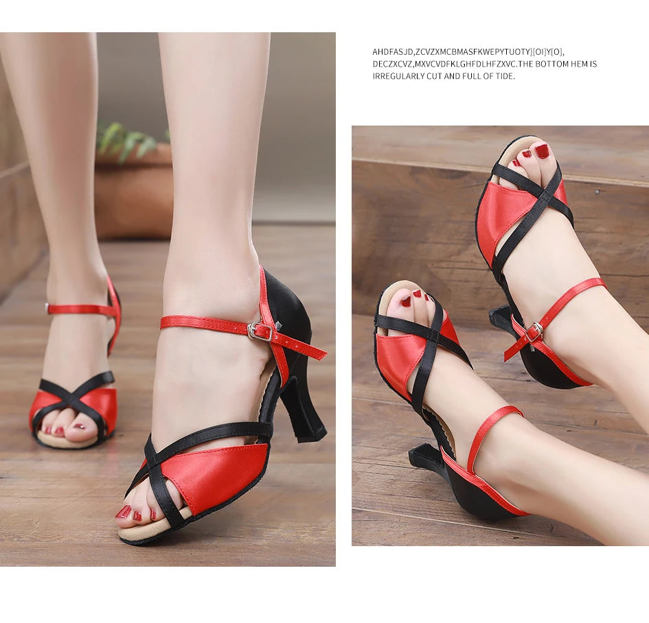 Women's Latin Dance Shoes Woman High Heels Sandals Women's Evening Heel Shoe Elegant Heeled Summer 2024 Standard Ballroom Latino