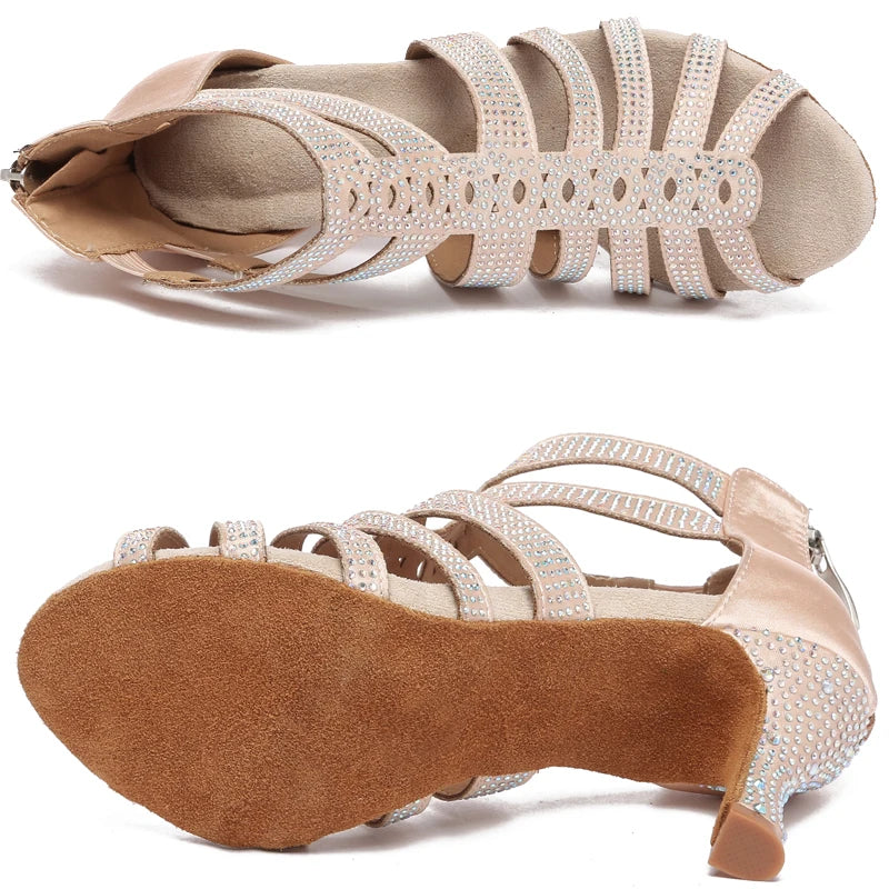 Latin Dance Shoes Women Dancing Shoes Ballroom Black Boots Ladies Waltz Shoes Wedding Shoes Girls Fashion Design 2024