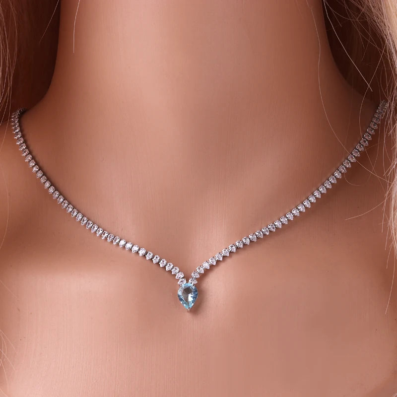 cubic zirconia women's tennis necklace