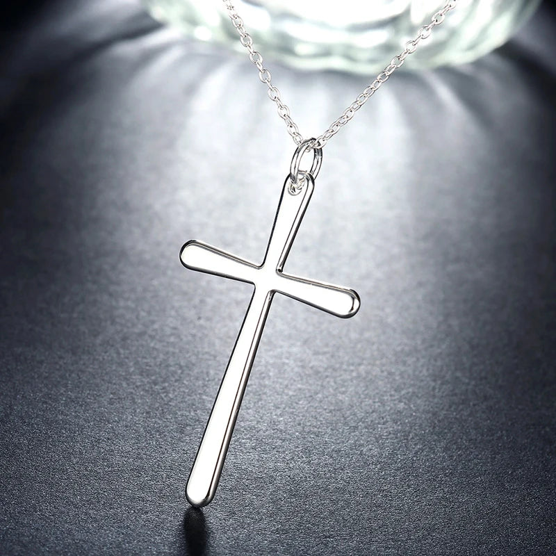 silver cross pendant necklace