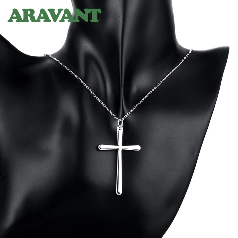silver necklace cross pendant