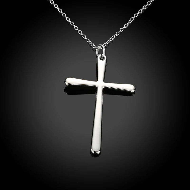 silver necklace with cross pendant