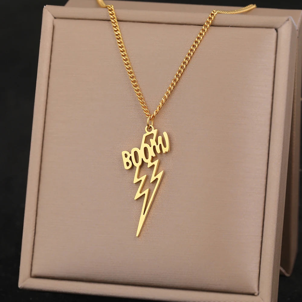 stainless stee boom letter necklace