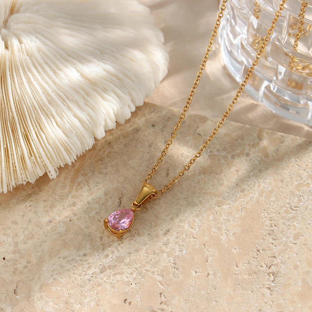 stainless steel crystal necklace