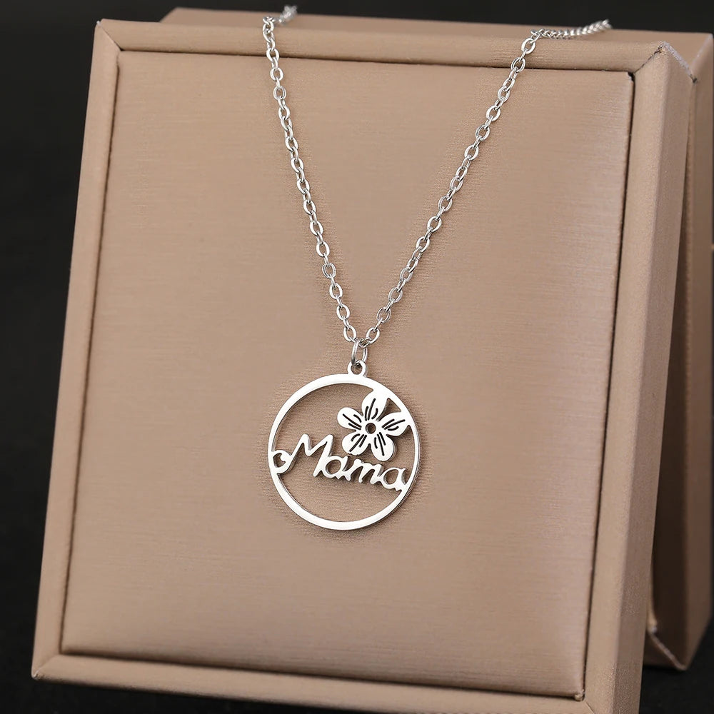 stainless steel letter necklace white