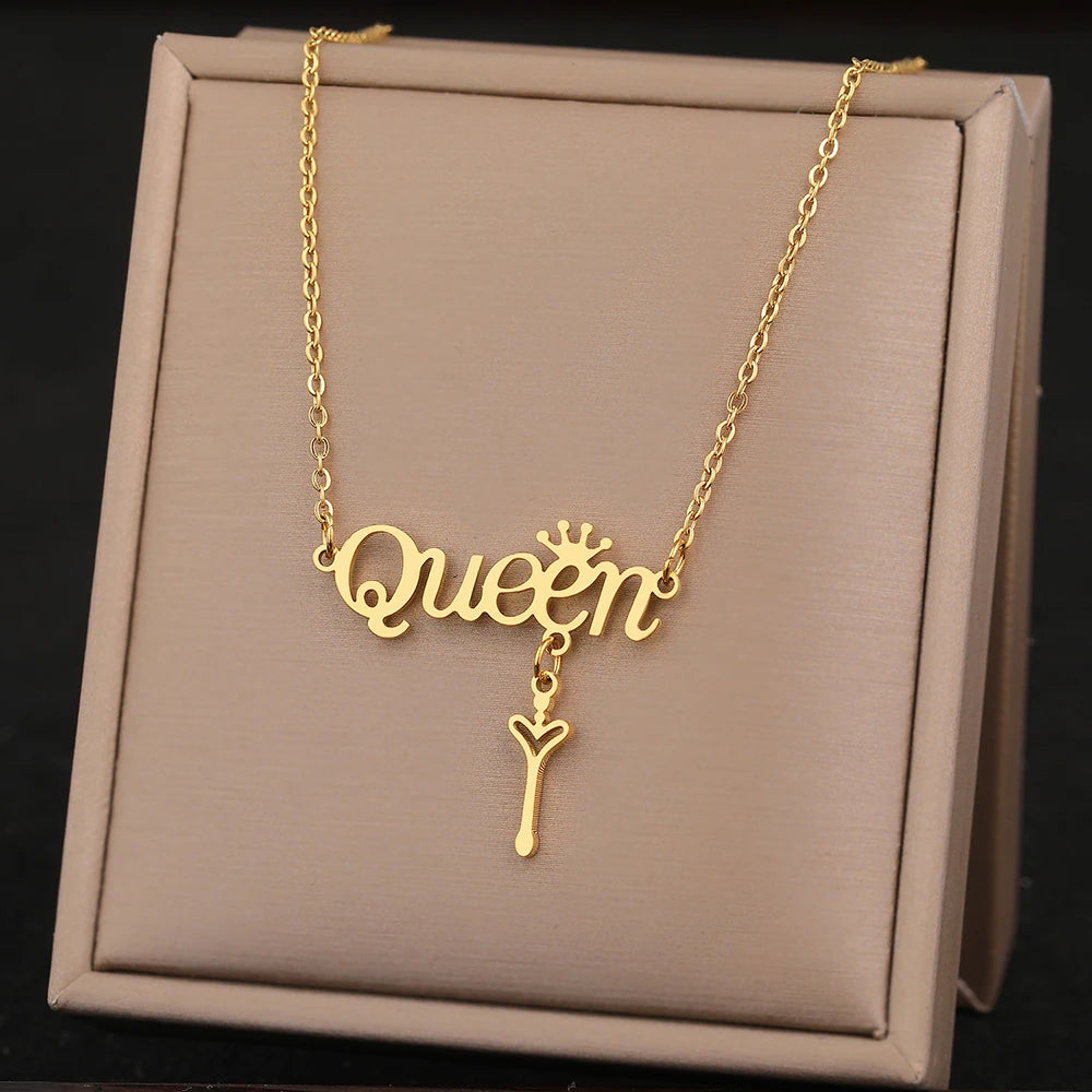 stainless steel queen necklace