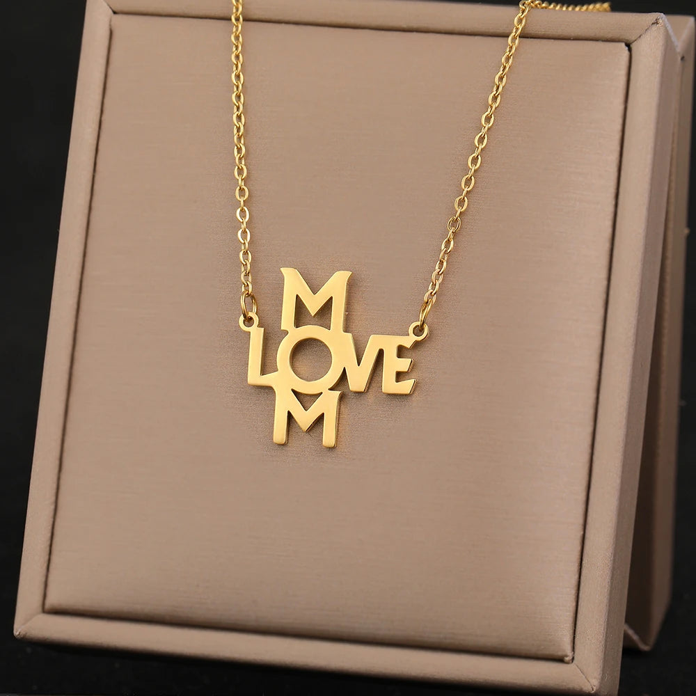 stainless steel love letter necklace gold